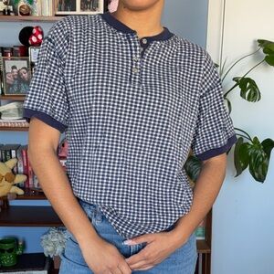 Navy Gingham Short-Sleeve Shirt
